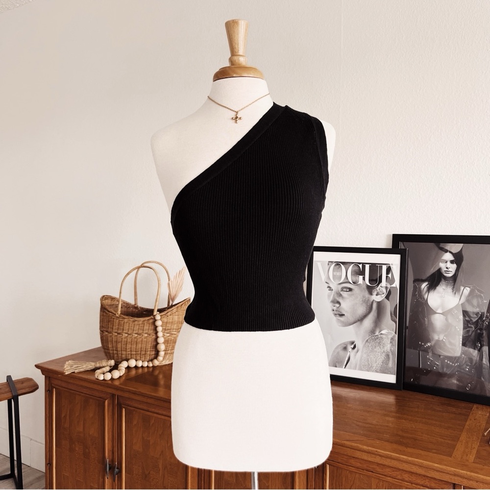 RIBBED BACKLESS ONE SHOULDER TOP #0353 - Picture 2 of 6